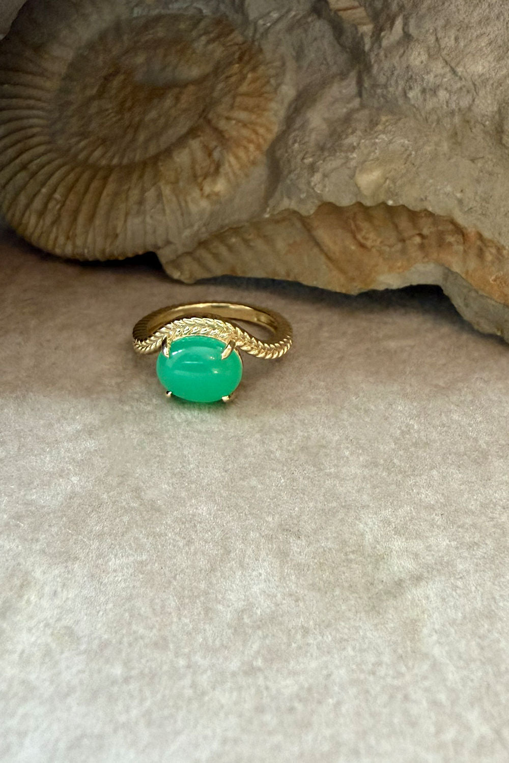 Bubble 10K Guld Ring m. Krysopras