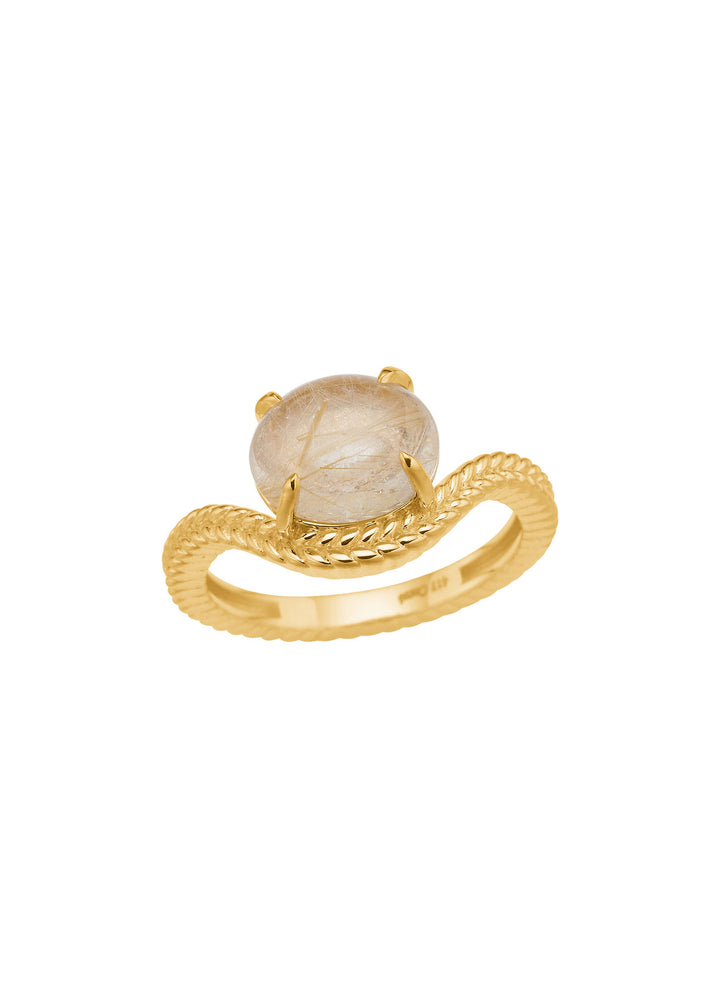 Bubble 10K Gold Ring w. Golden Rutile Quartz