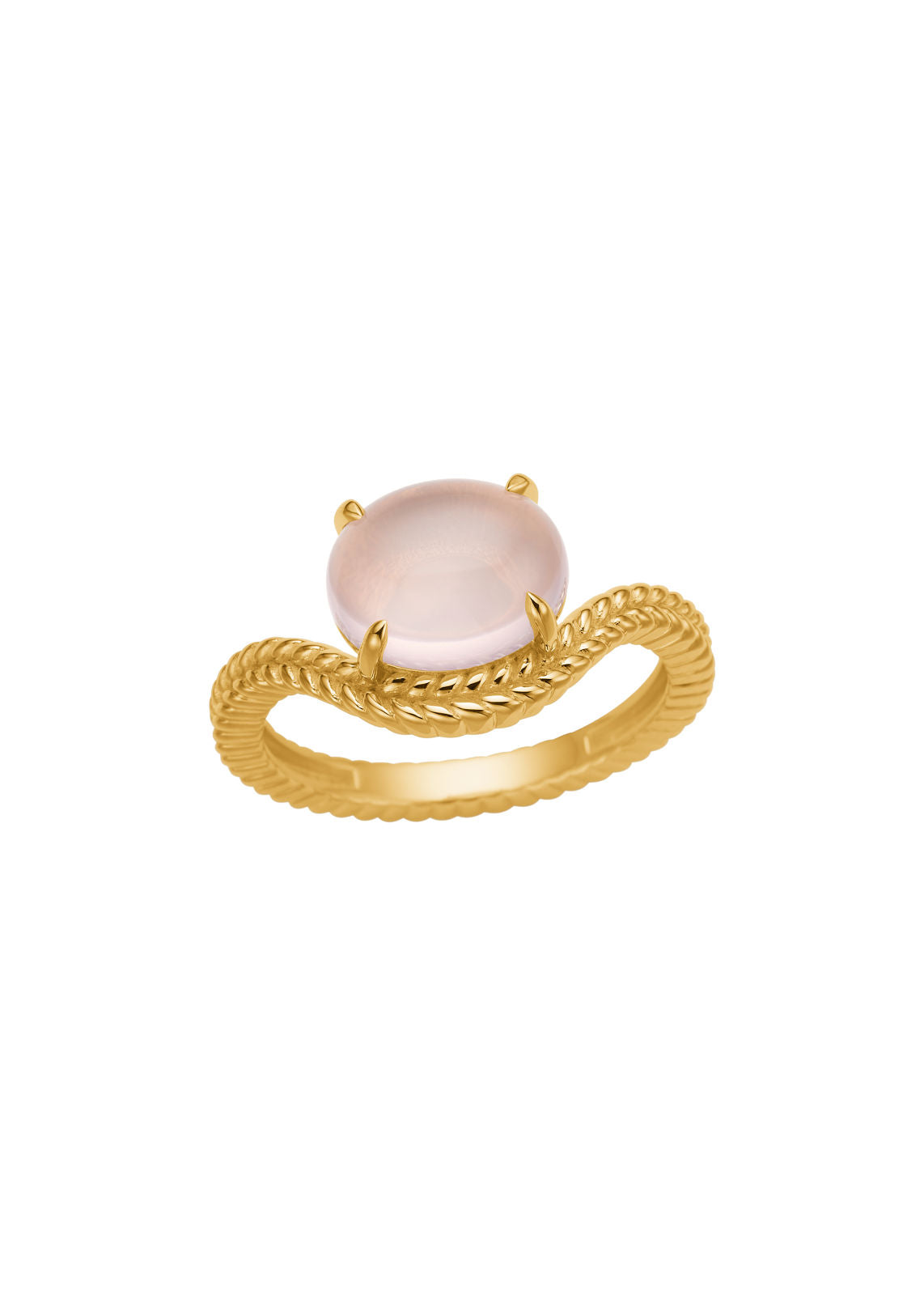 Bubble 10K Guld Ring m. Rosakvarts