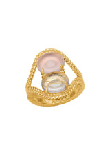 Double Bubble 10K Guld Ring m. Gylden Rutil & Rosakvarts