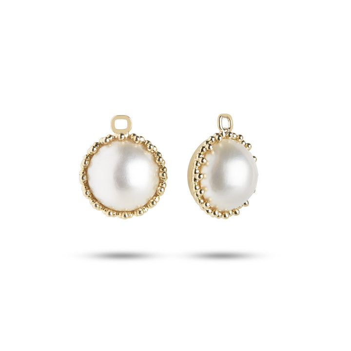 Dome 10K Gold Earring-Pendant w. Pearl