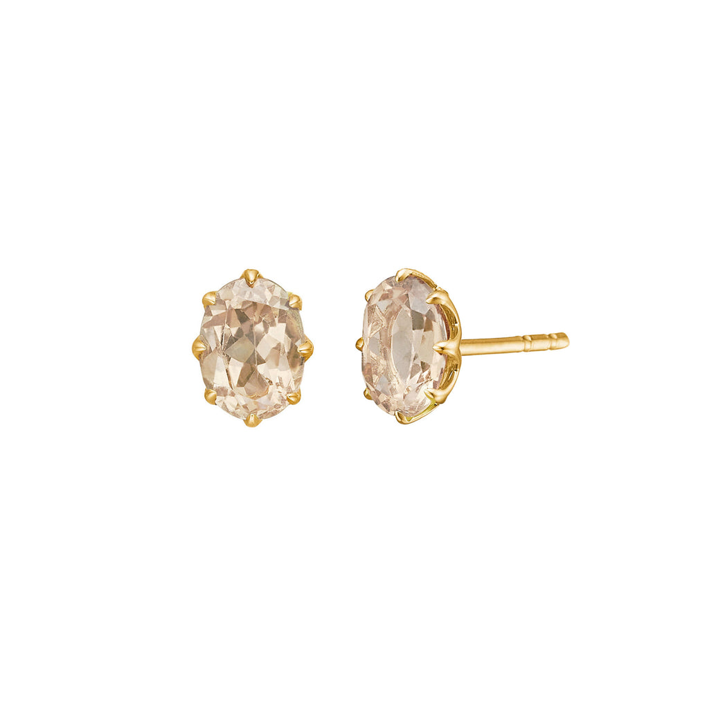 Stella 10K Gold Studs w. Champagne Quartz