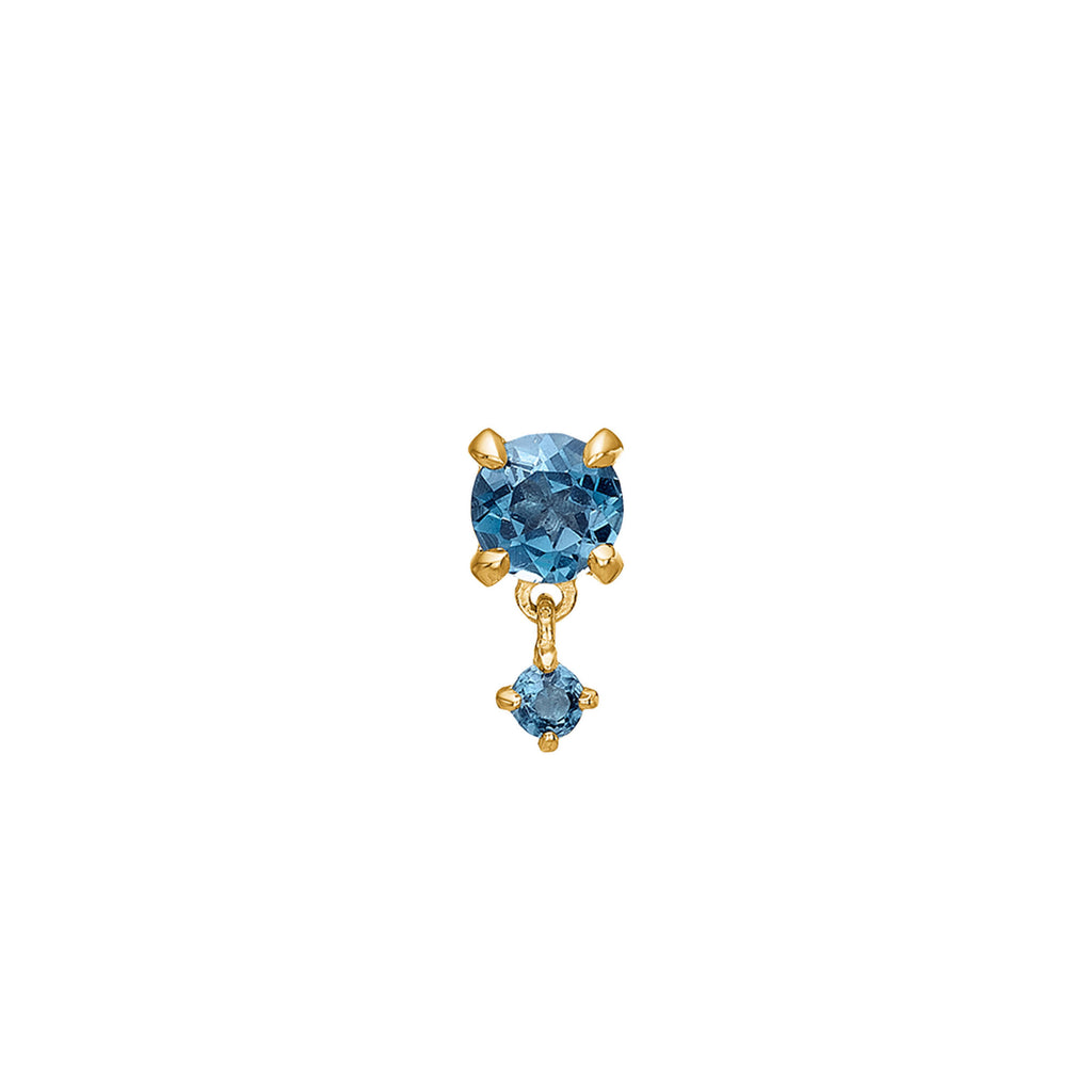 My Precious - Rainbow 10K Gold Stud w. Hanging Topaz
