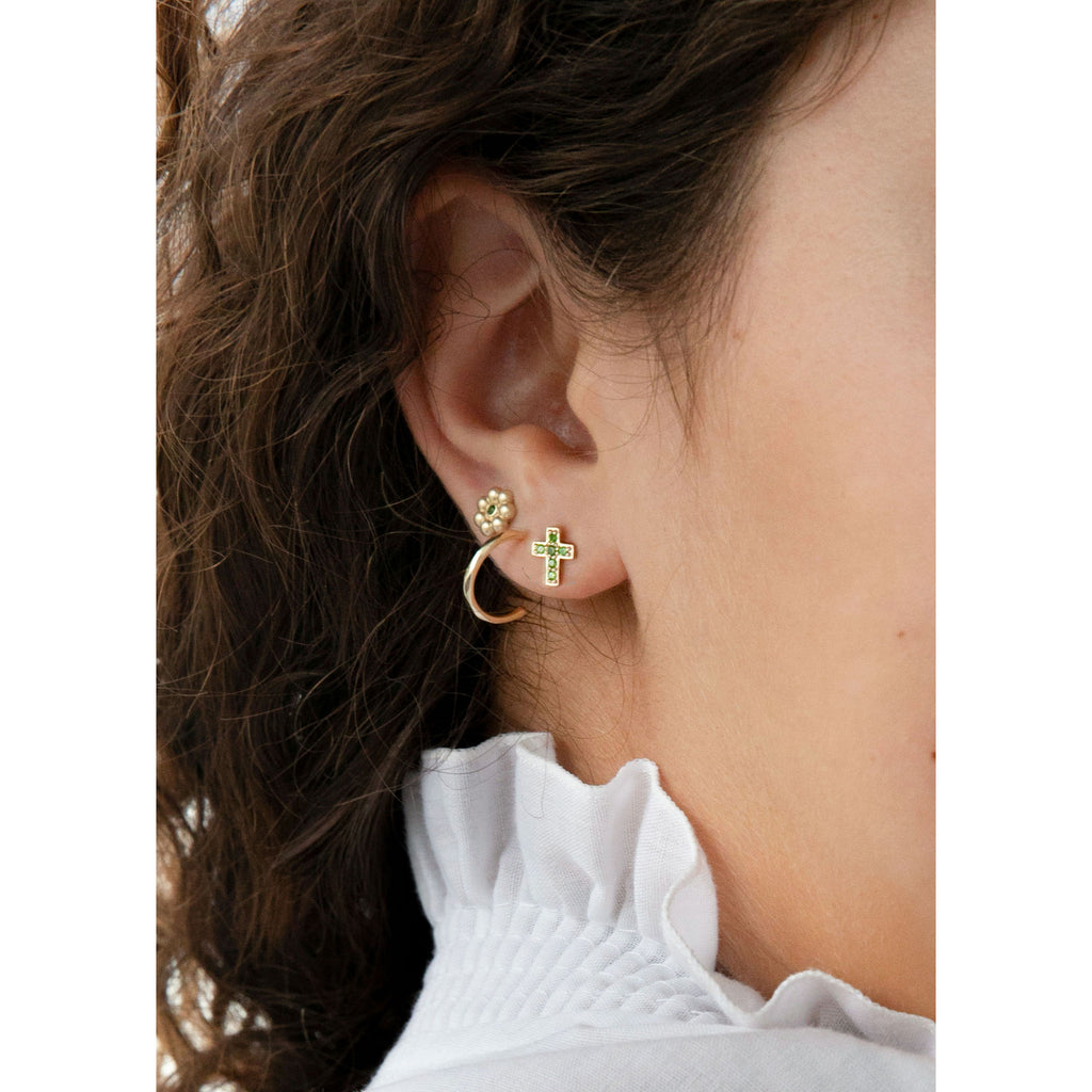 Lady Luck Grøn Chrome Diopside 10K Guld Ørestik