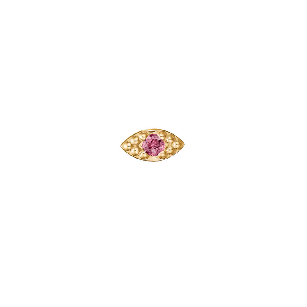 Eye 10K Gold Stud w. Pink Tourmaline