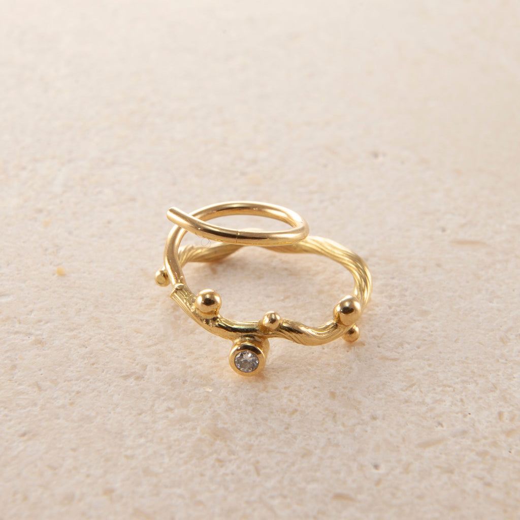 Tallulah 18K & 22K Gold Small Hoops w. Diamonds