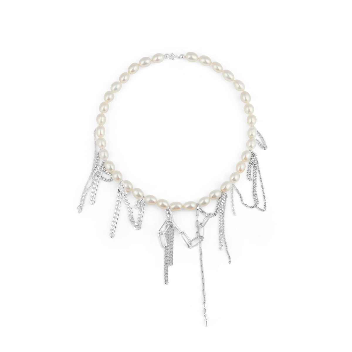 Tangled Pearl Silver Necklace