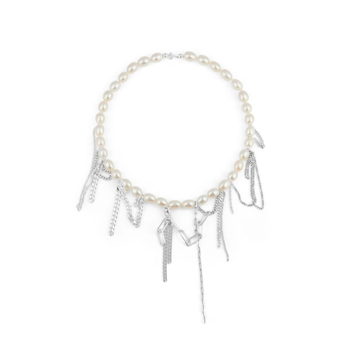 Tangled Pearl Silver Necklace