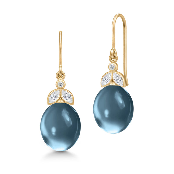 Tasha Gold Plated Earrings w. London Blue Zirconia & Crystal