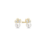 Tasha Gold Plated Studs w. Freshwater Pearl & Cubic Zirconia