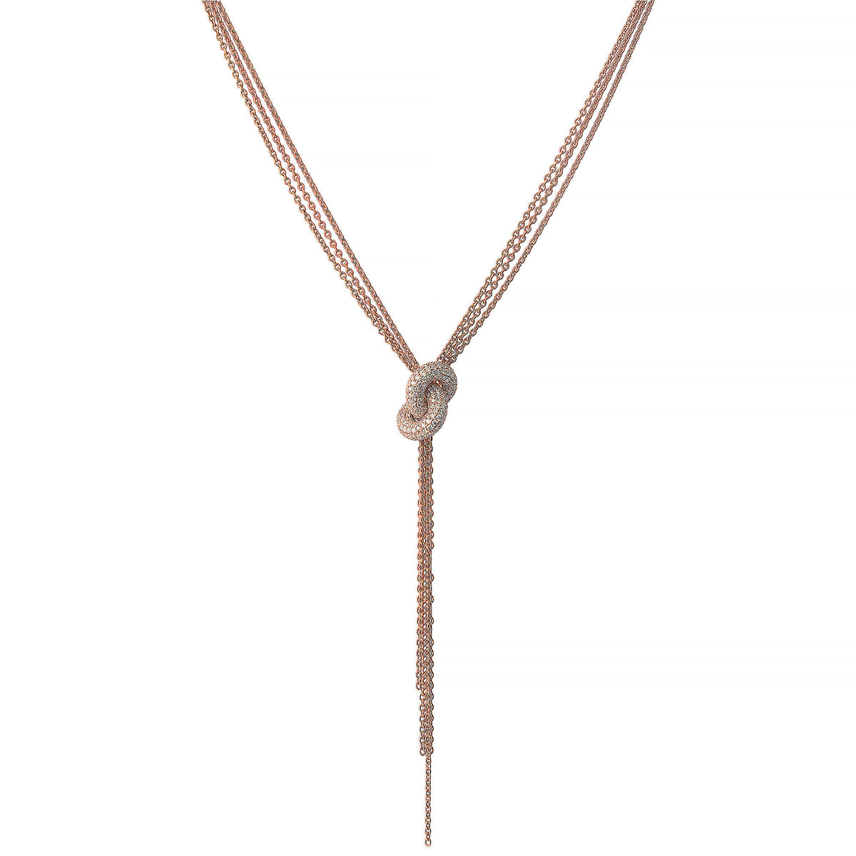 The Legacy Knot 18K Rosegold Necklace w. Diamonds
