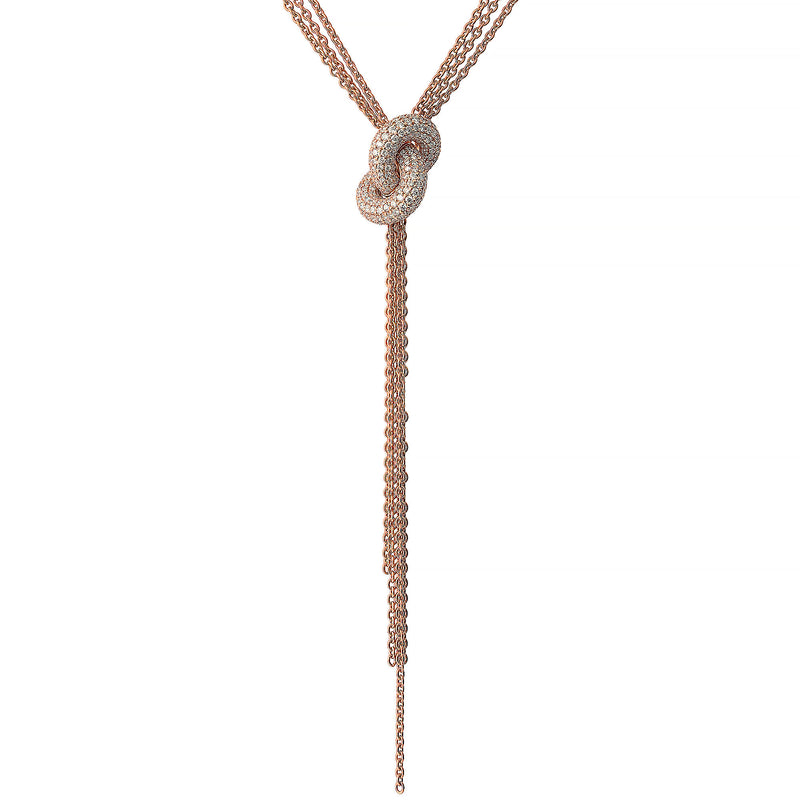 The Legacy Knot 18K Rosegold Necklace w. Diamonds