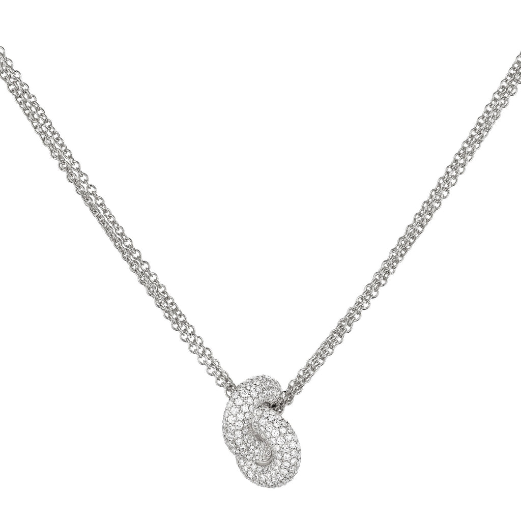 The Legacy Knot Medium 18K Whitegold Necklace w. Diamonds