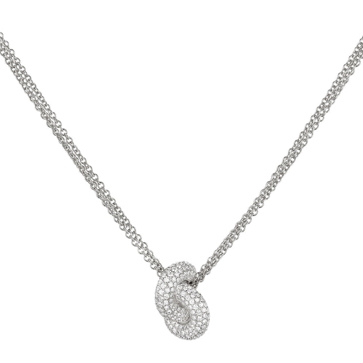 The Legacy Knot Medium 18K Whitegold Necklace w. Diamonds