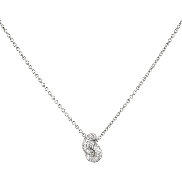 The Legacy Knot Small 18K Whitegold Necklace w. Diamonds