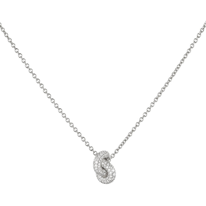 The Legacy Knot Small 18K Whitegold Necklace w. Diamonds