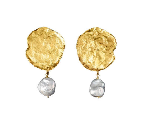 Deborah Blyth | Thetis Gold Plated Earrings w. Pearl