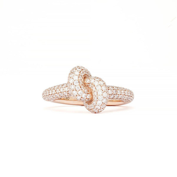 Legacy Knot Small (Tight) 18K Rosegold Ring w. Diamonds
