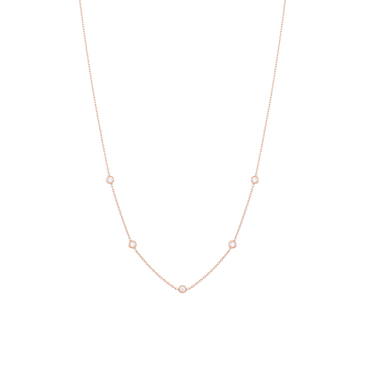 Tiny 18K Rose Gold Necklace w. Diamonds