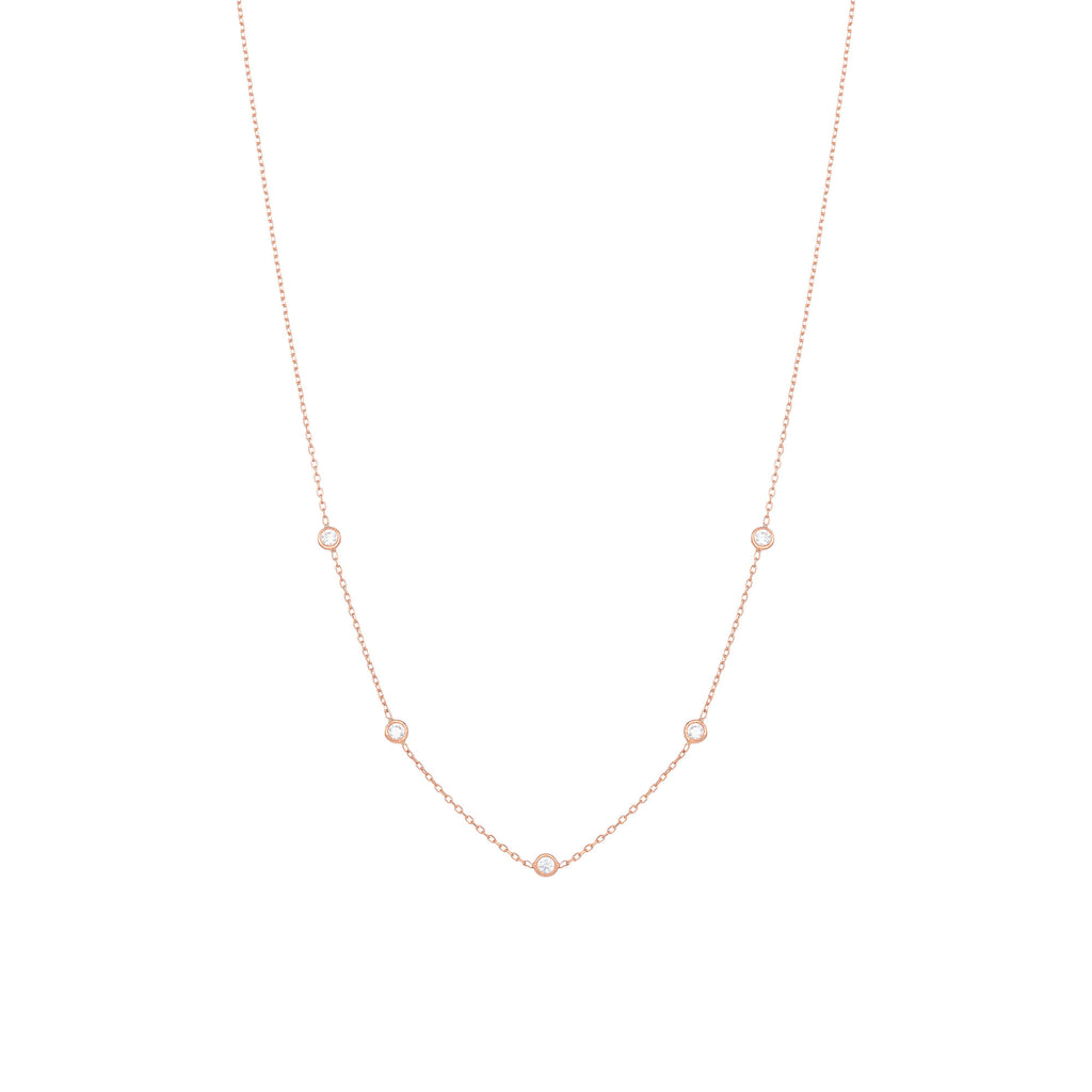 Tiny 18K Rose Gold Necklace w. Diamonds
