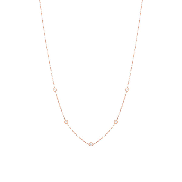 Tiny 18K Rosegold Necklace w. Diamonds