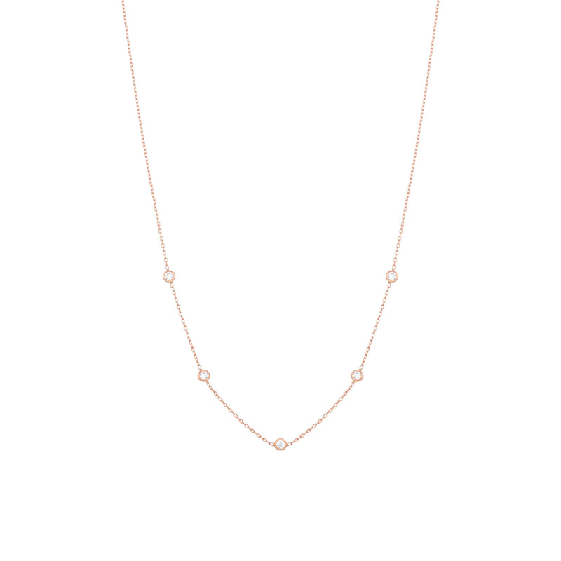 Tiny 18K Rosegold Necklace w. Diamonds