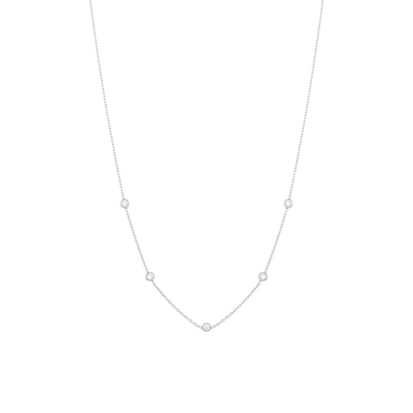 Tiny 18K White Gold Necklace w. Diamonds