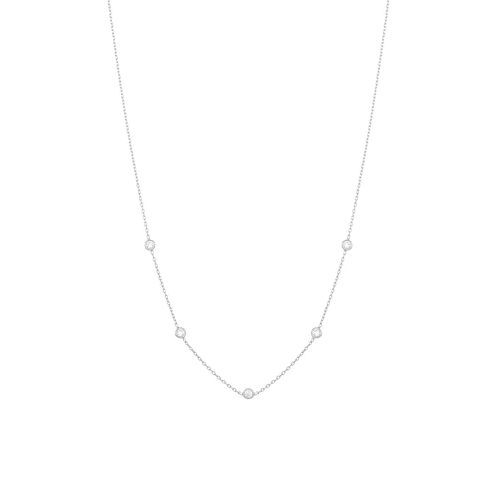 Tiny 18K White Gold Necklace w. Diamonds
