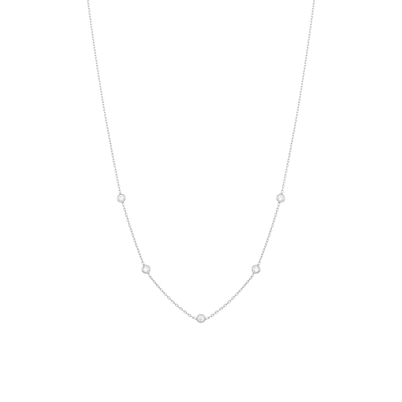 Tiny 18K Whitegold Necklace w. Diamonds