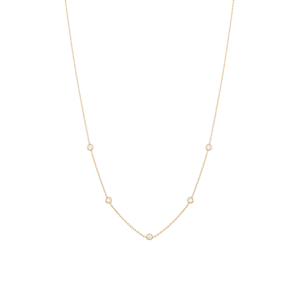 Alexa Fine Jewelry | Tiny 18K Gold Necklace w. Diamonds