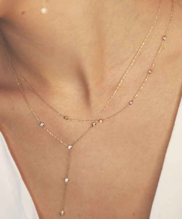 Alexa Fine Jewelry | Tiny 18K Gold Necklace w. Diamonds