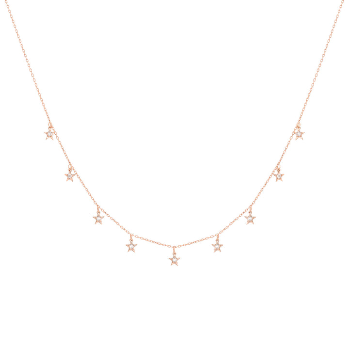 Tiny Star 18K Rose Gold Necklace w. Diamonds