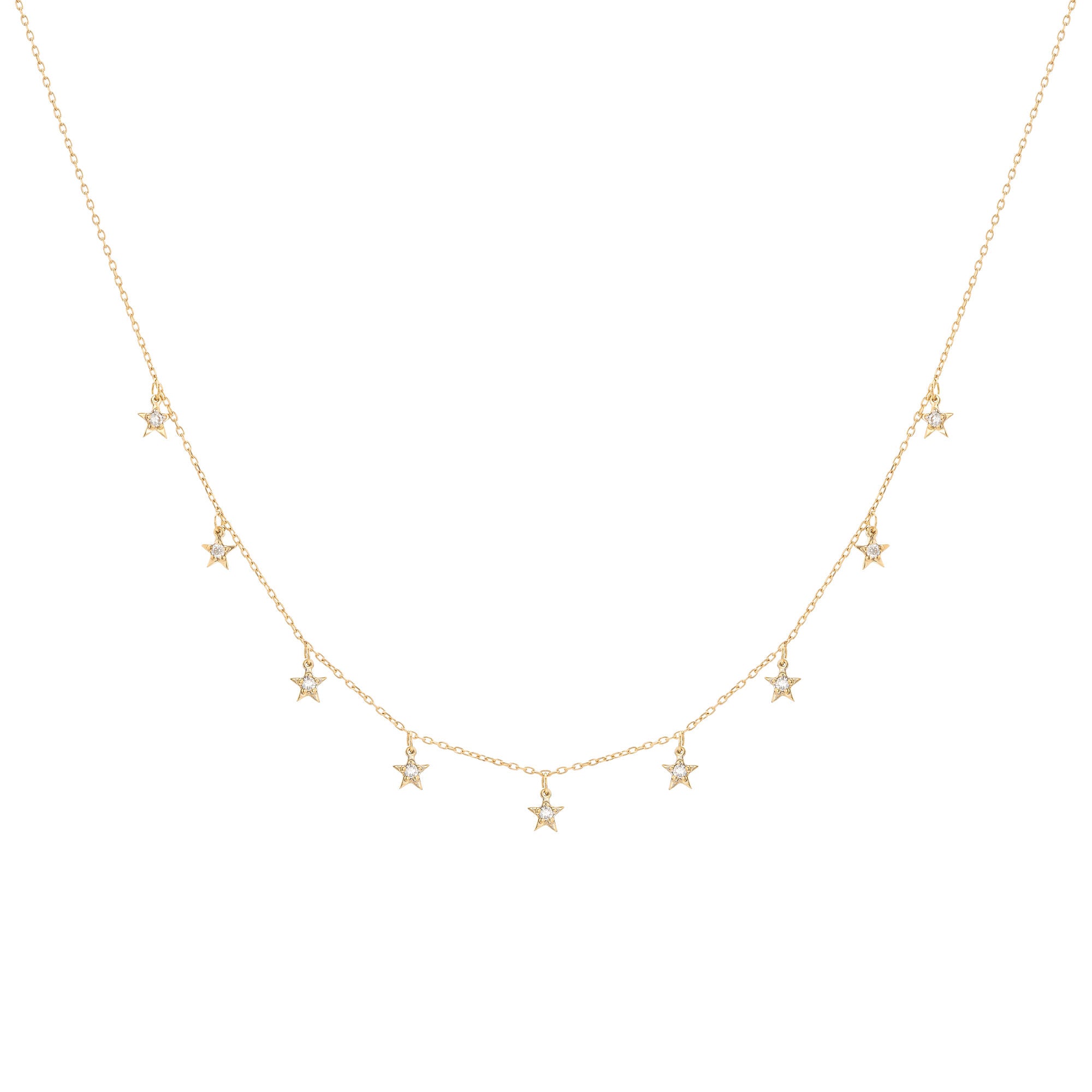 Tiny Star 18K Gold Necklace w. Diamonds