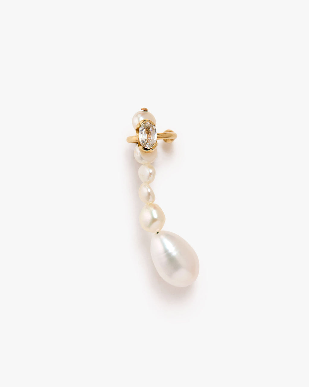 Topless 9K Gold Ear Cuff w. Sapphire & Pearls