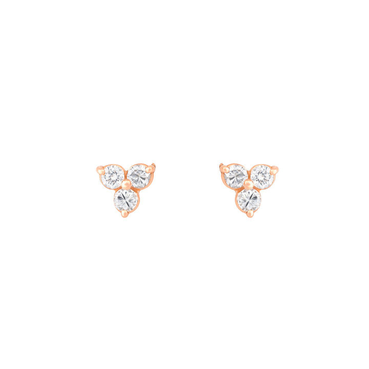 Triangle Diamond 18K Rose Gold Stud w. Diamond