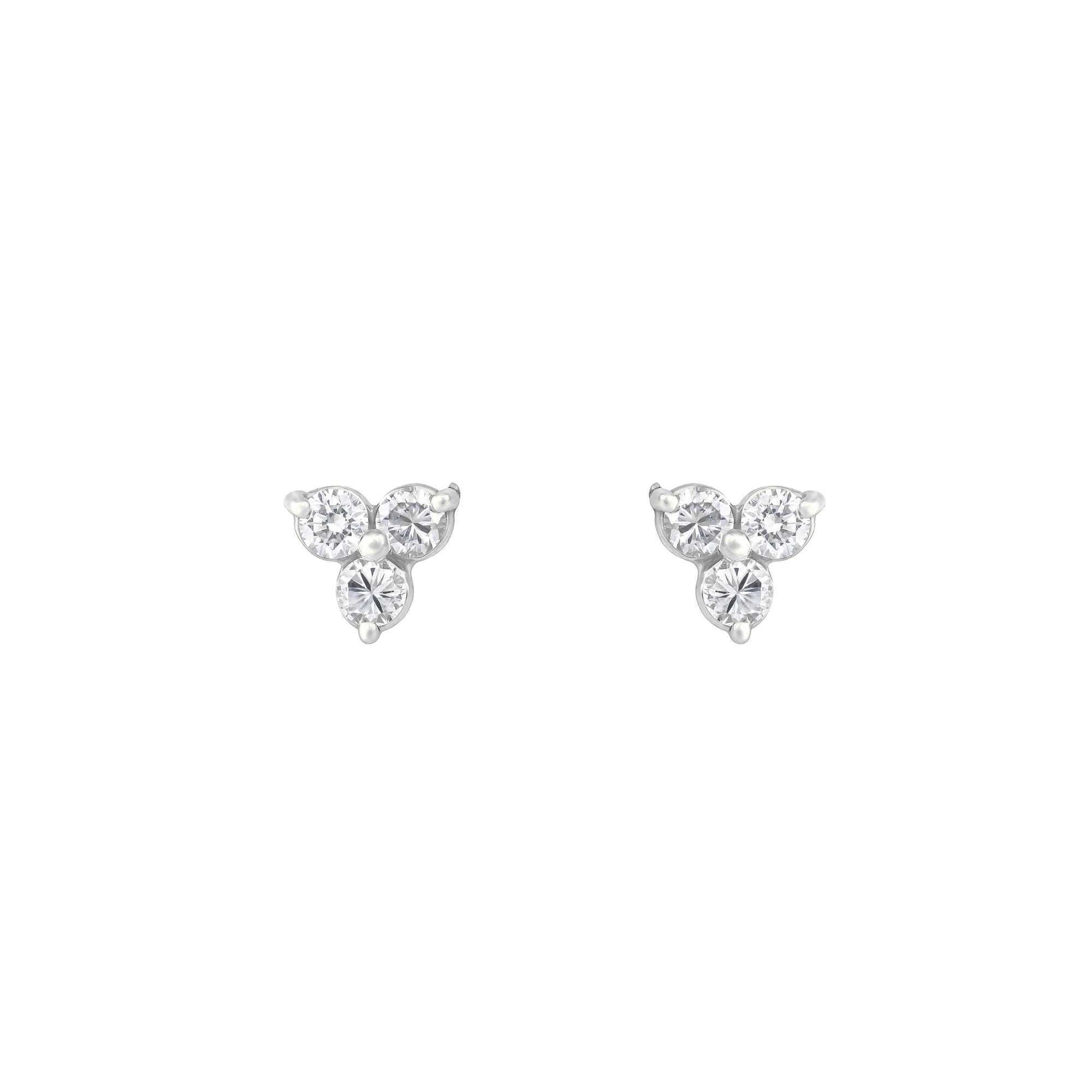 Trekant Diamant 18K hvid Guld Ørestik m. Diamant