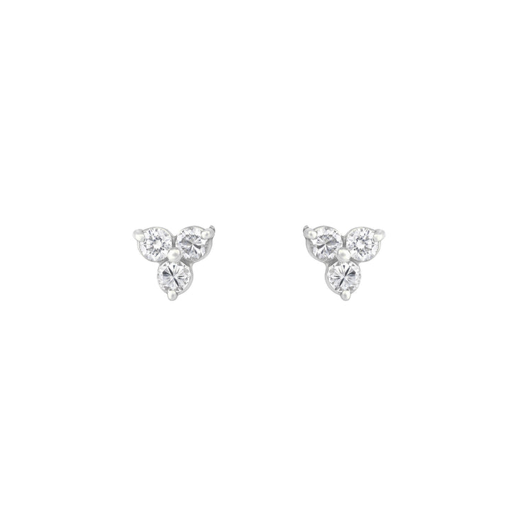 Triangle Diamond 18K White Gold Stud w. Diamond