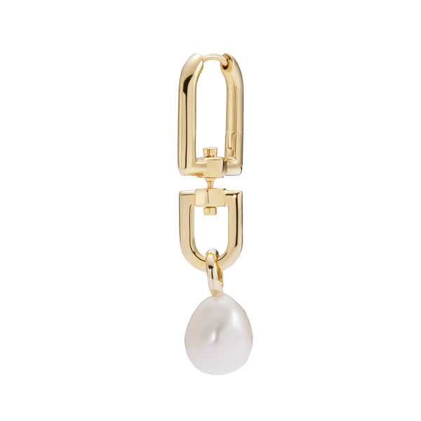 Trianglen Gold Plated Earring w. Pearl