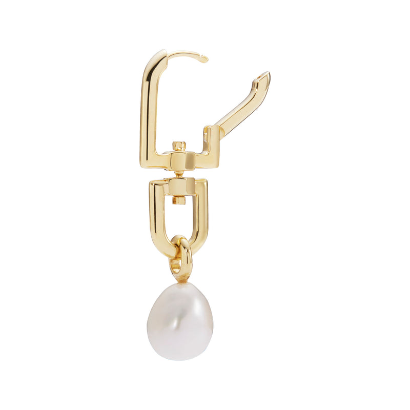 Trianglen Gold Plated Earring w. Pearl