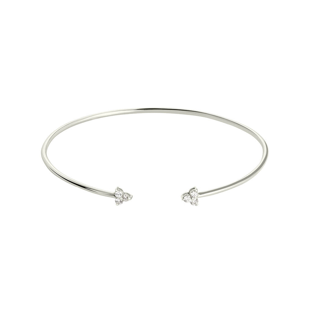 Zwillingsflammmanschette 18K Weißgoldarmband w. Diamanten