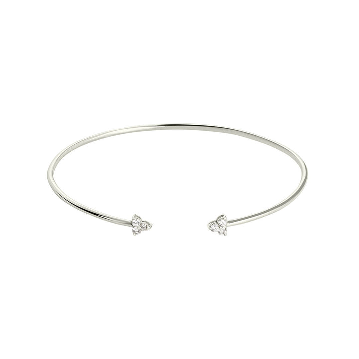 Twin Flame Cuff 18K White Gold Bracelet w. Diamonds