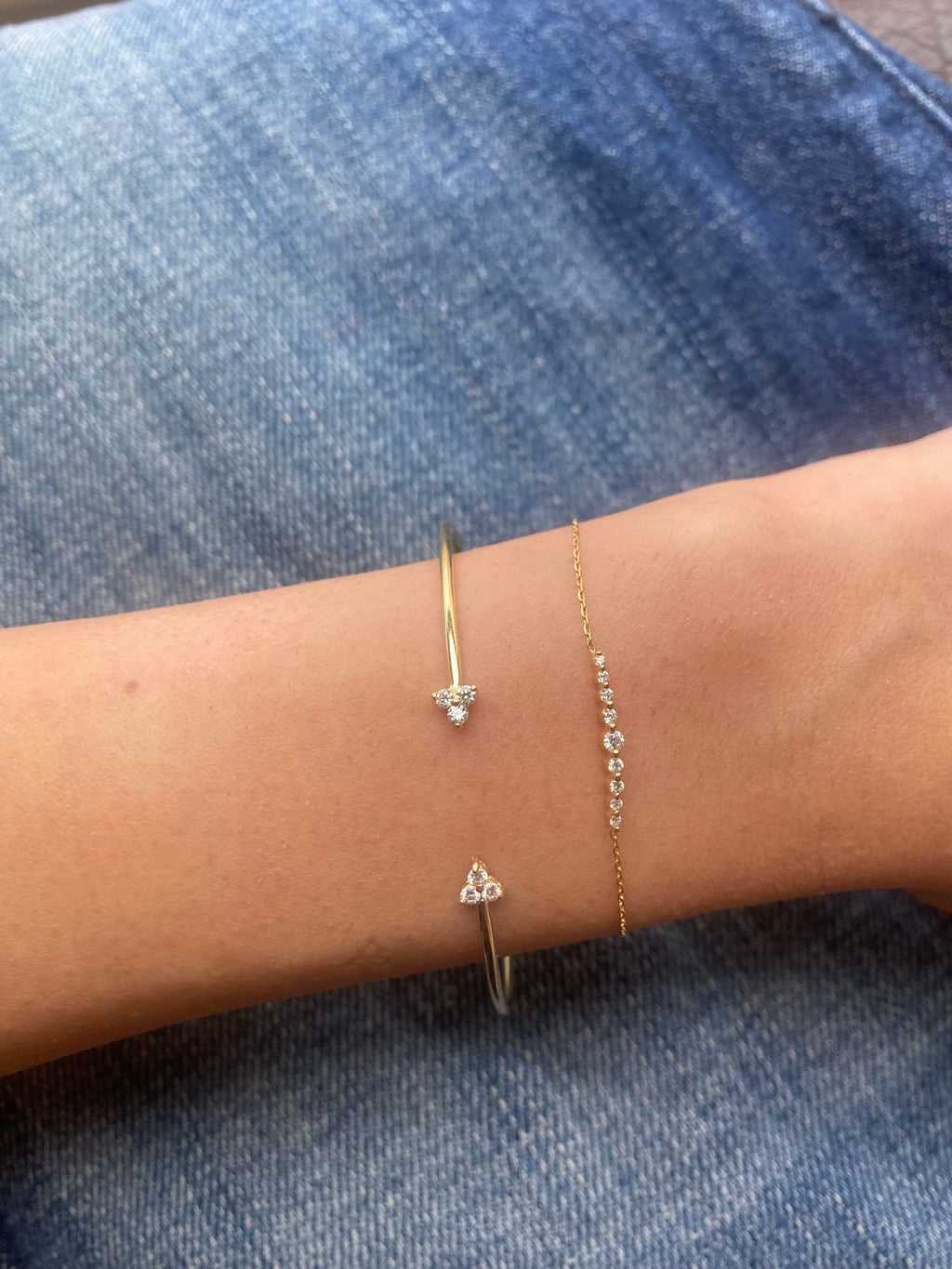 Twin Flame Cuff 18K Rose Gold Bracelet w. Diamonds