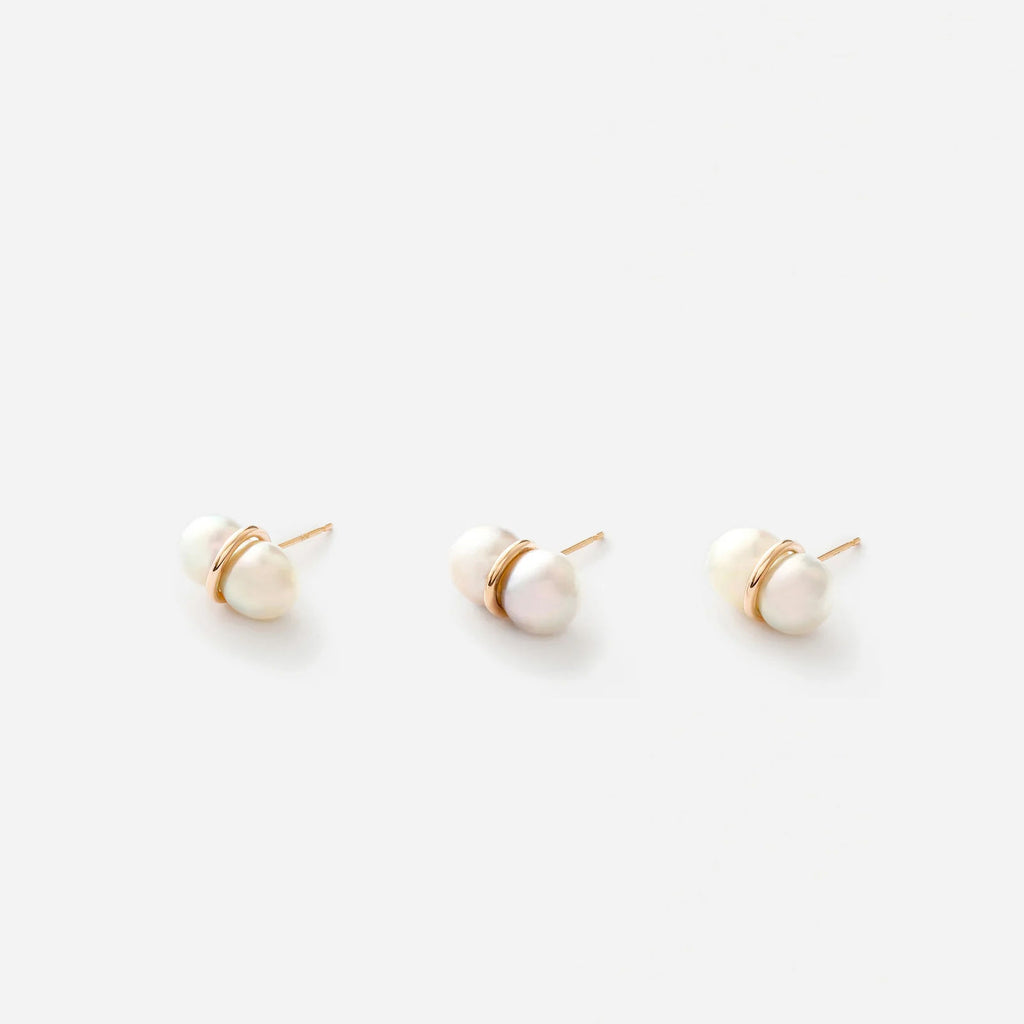 Twin Pearl M 18K Gold Earring