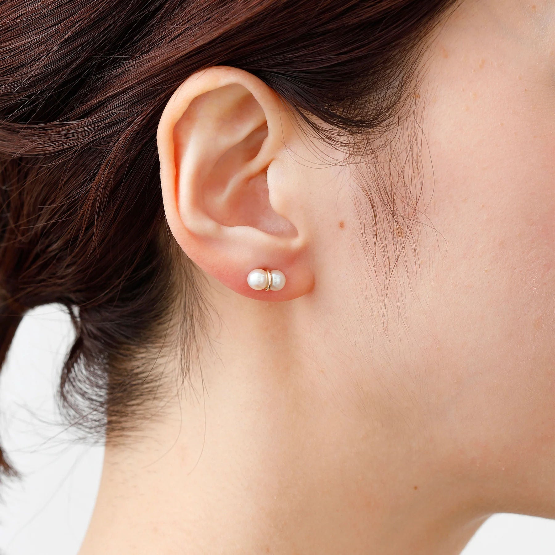Twin Pearl M 18K Gold Earring