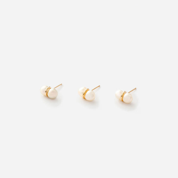 Twin Pearl S 18K & 10K Gold Earring