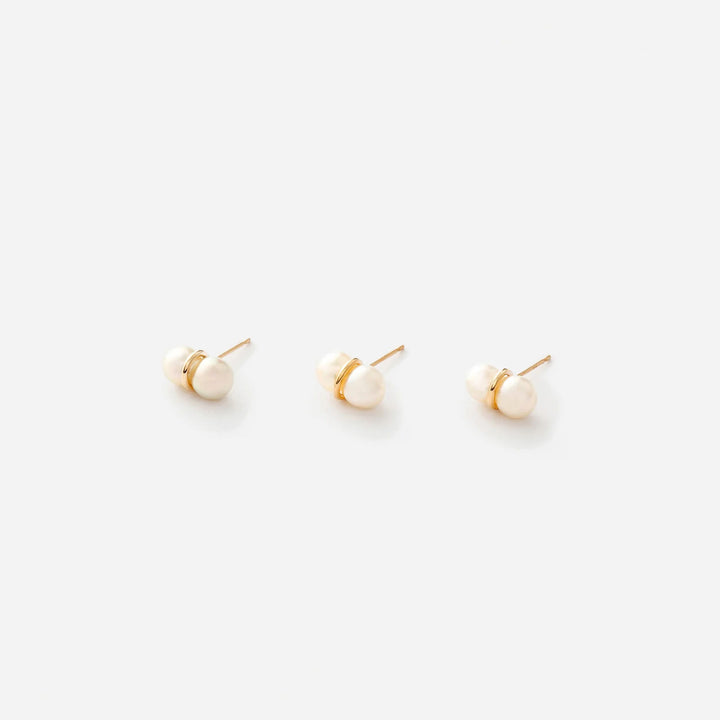 Twin Pearl S 18K Gold Earring