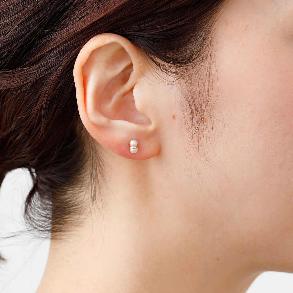 Twin Pearl S 18K Gold Earring