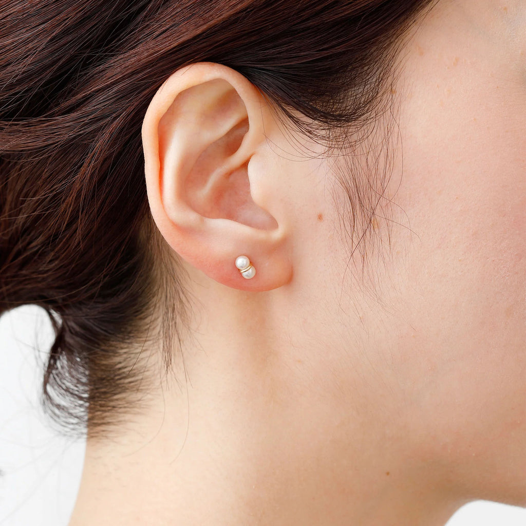 Twin Perle S 18K Guld Ørering