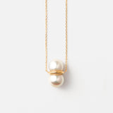 Twin Pearl L 18K Gold Necklace