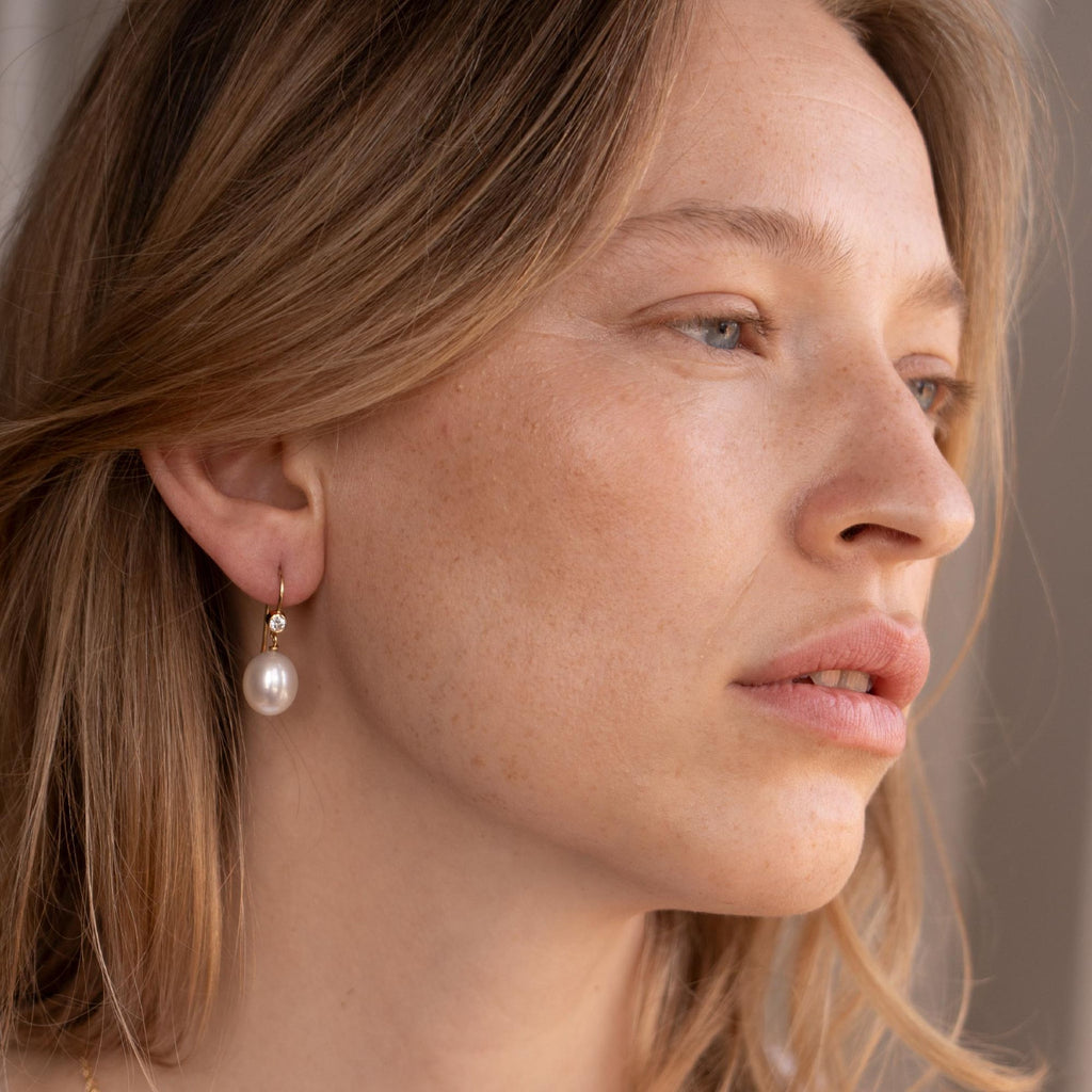 Twinkle 18K Gold Earrings w. Pearls & Diamonds